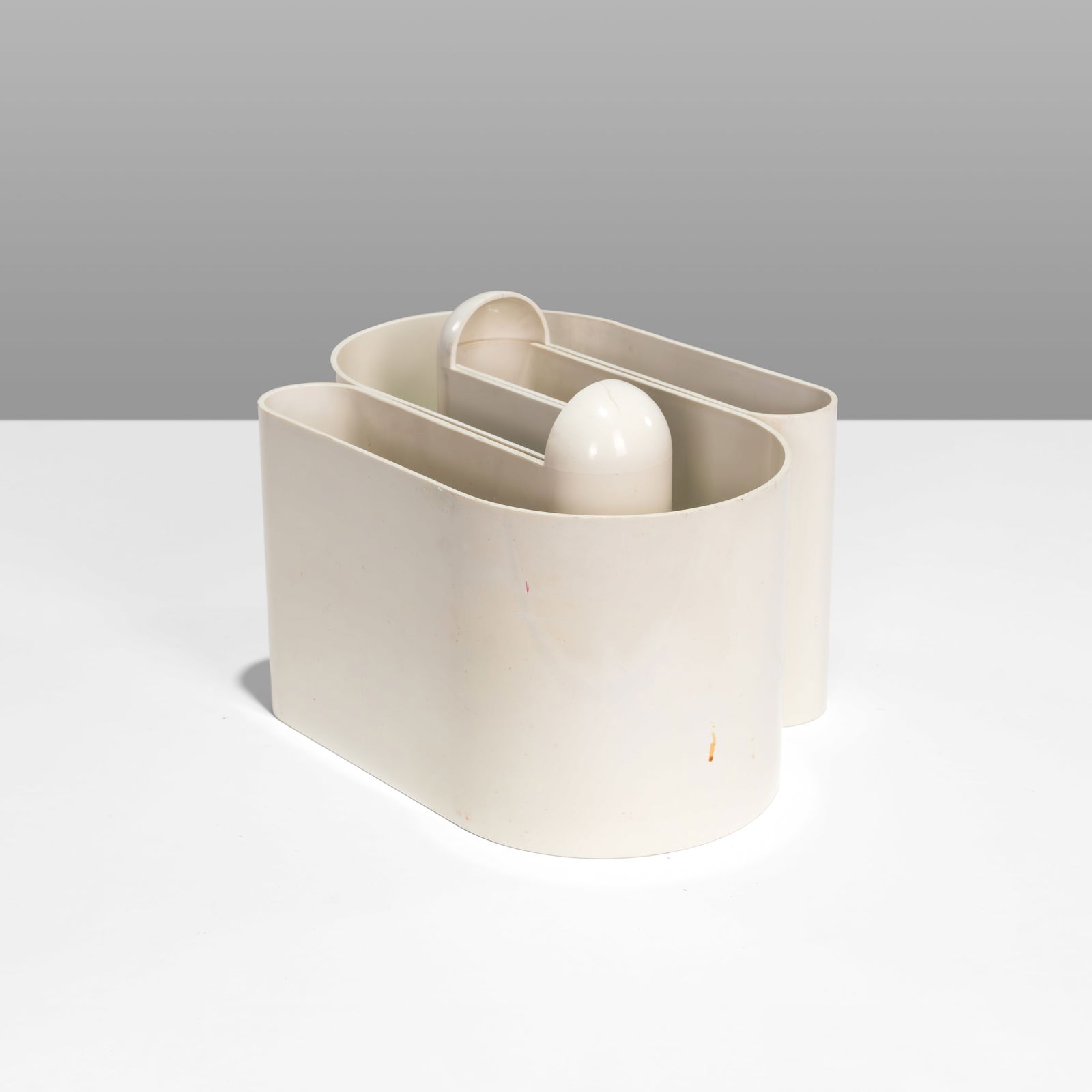 Rodolfo Bonetto - Magazine Holder: A nesting magazine holder by Rodolfo Bonetto for Bilumen, Italy. 9.5 x 14.5 x 10.5. All measurements are in inches. (Height x Width x Depth).