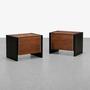 Robert Baron - Nightstands: A pair of two drawer nightstands by Robert Baron for Glenn of California. 20 x 26.5 x 18. All measurements are in inches. (Height x Width x Depth).