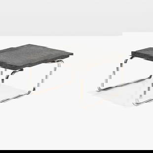Michael McCarthy - Stone Table: A stone and chromed steel side table by Michael McCarthy for Cassina. Unmarked.