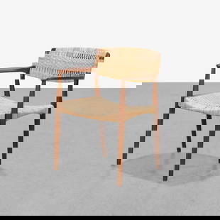 Larsen & Aksel Bender Madsen - Armchair: A teak and cane armchair by Ejnar Larsen and Aksel Bender Madsen for Willy Beck.
