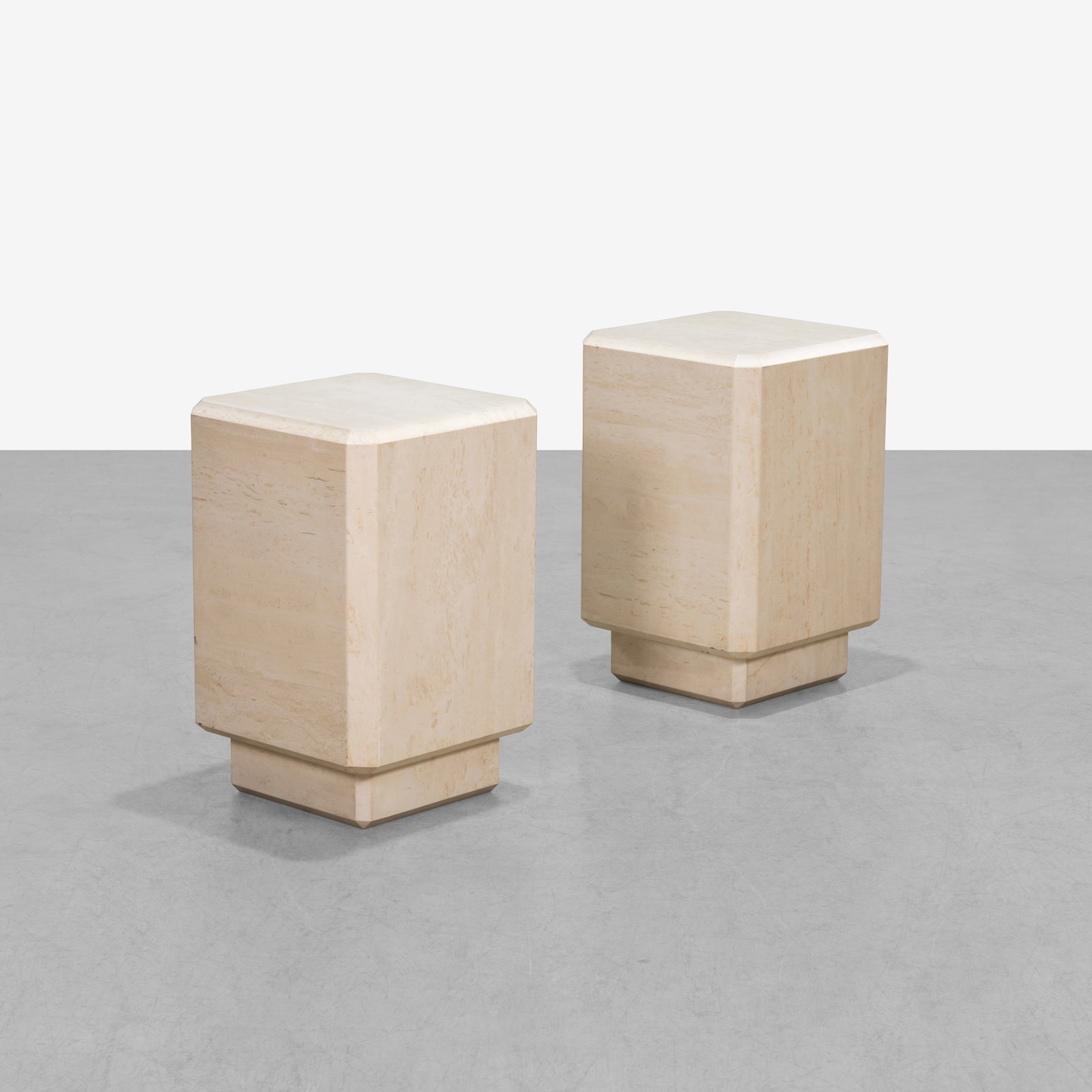 Travertine Pedestal Tables (1 of 4)