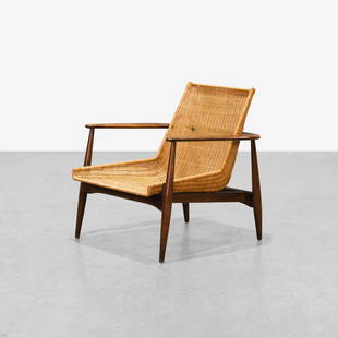 Lawrence Peabody - Lounge Chair: A woven cane lounge chair by Lawrence Peabody for Richardson Nemschoff.