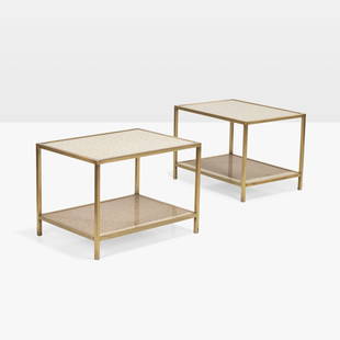 Paul Laszlo - Terrazzo End Tables: A pair of brass and terrazzo end tables by Paul Laszlo.