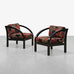 Paul Frankl (After) - Lounge Chairs: A pair of lacquered lounge chairs in the manner of Paul Frankl.