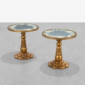 Eglomise Pedestal Tables