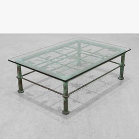 Verdigris Copper & Glass Coffee table