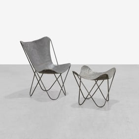 Steel Butterfly Chair & Ottoman
