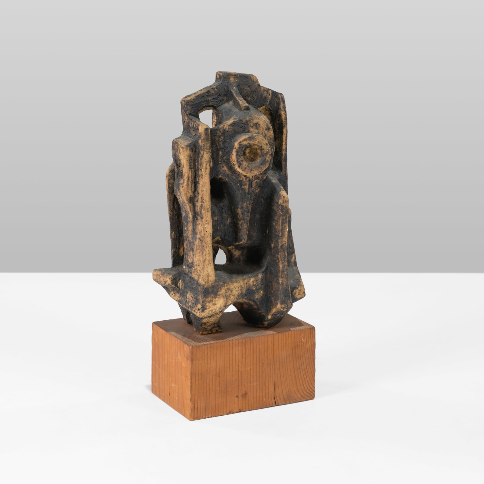 Abstract Sculpture: A vintage carved resin sculpture, apparently unsigned. All measurements are in inches. Height x Width x Depth