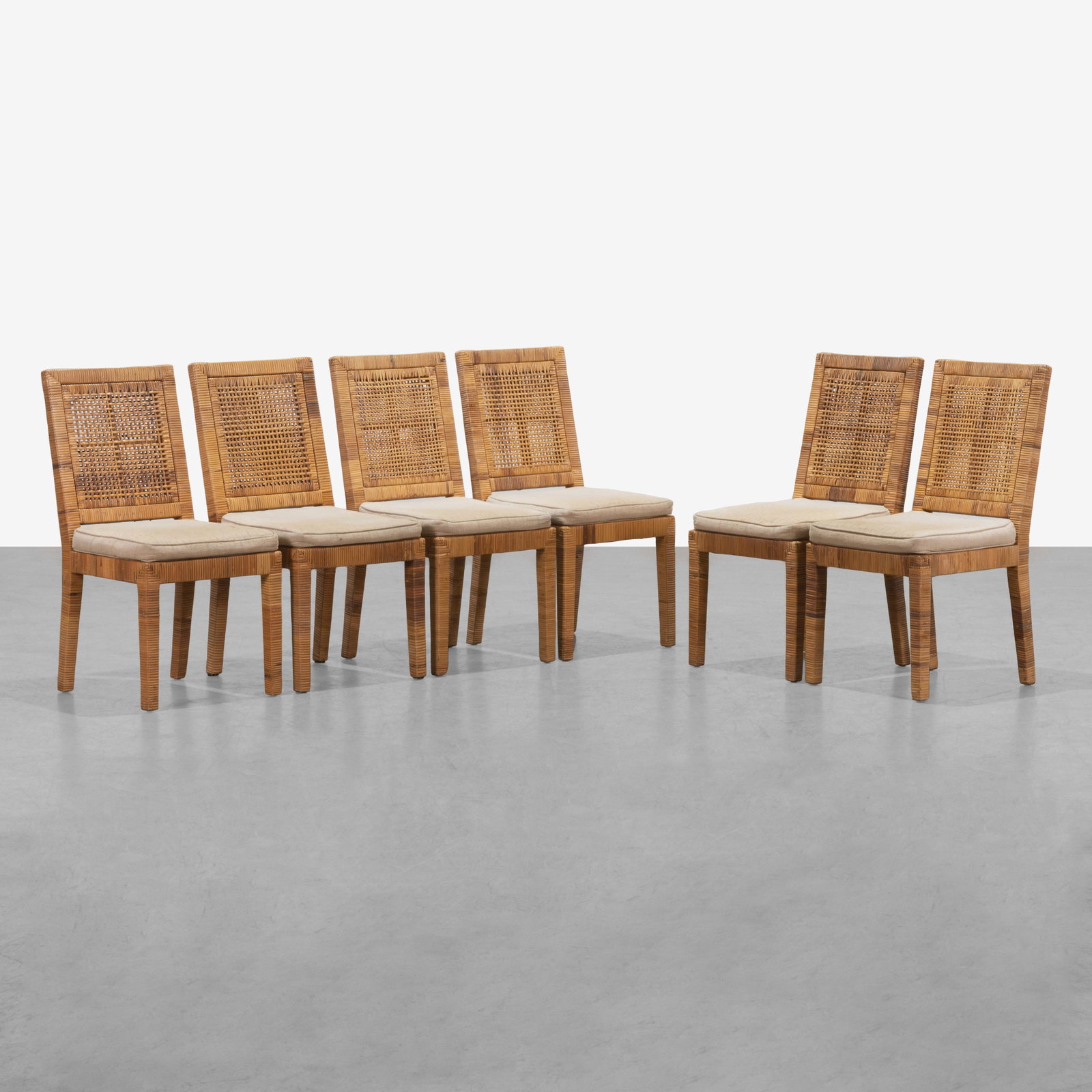 Bielecky Brothers (After) - Dining Chairs: A set of six double caned dining chairs in the manner of Bielecky Brothers. All measurements are in inches. Height x Width x Depth