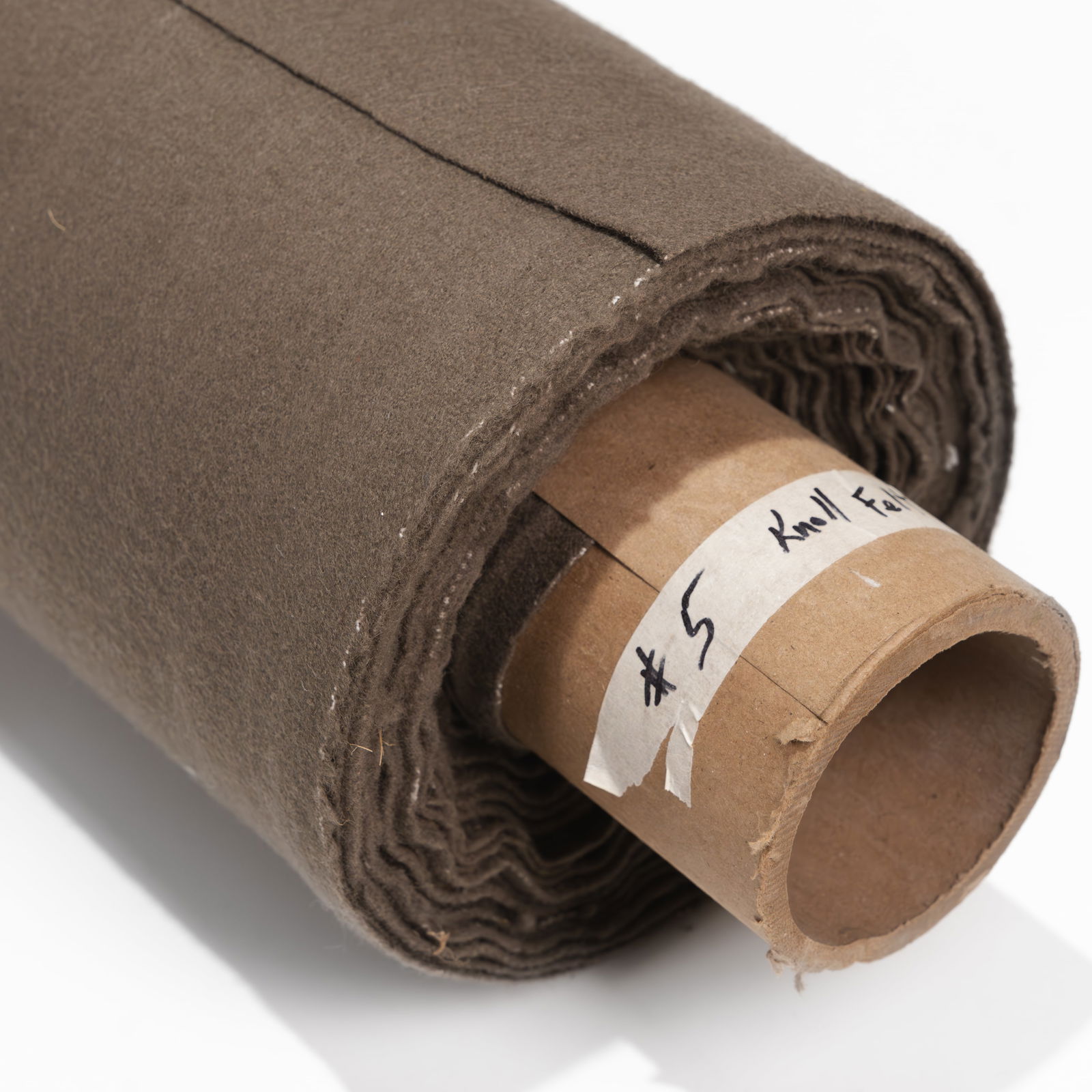 Knoll - Felt Mocha Upholstery: 20 yards of Knoll 'Felt Mocha' upholstery fabric. All measurements are in inches. Height x Width x Depth