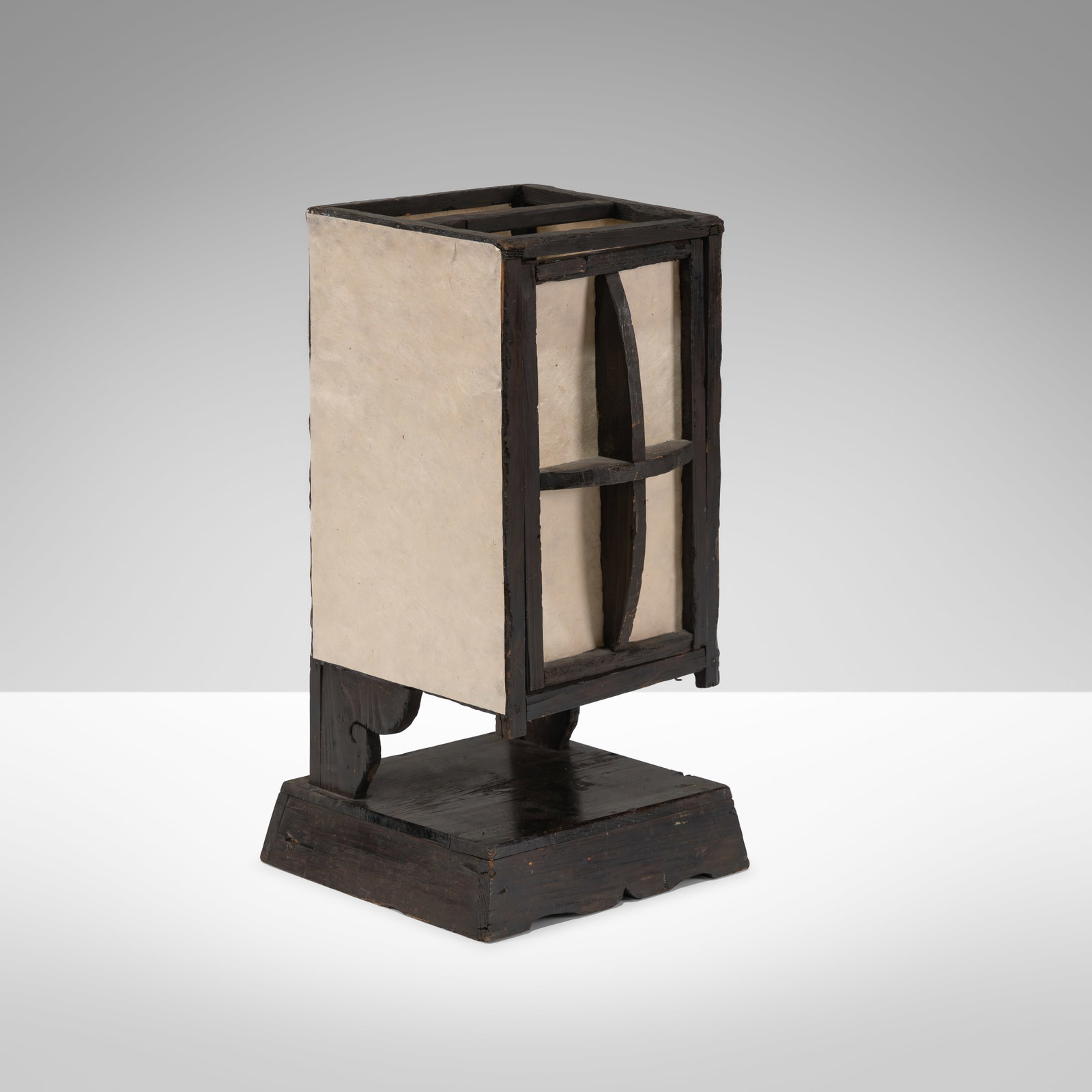 Japanese Candleholder: A 20th century Japanese Candle Holder Lantern. Purchased from Takashimaya, New York. All measurements are in inches. Height x Width x Depth