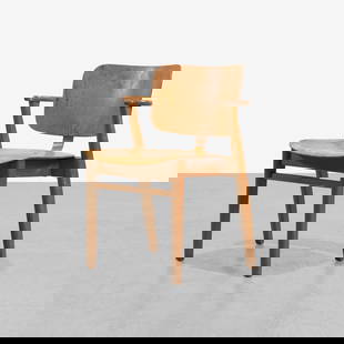 Ilmari Tapiovaara - Domus Chair: A vintage 'Domus' or 'The Finn' chair by Ilmari Tapiovaara for Artek, distributed by Knoll International. Label on bottom. All measurements are in inches. Height x Width x Depth