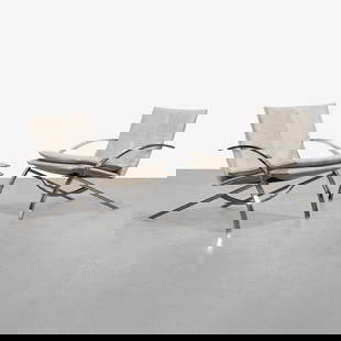 Paul Tuttle - Lounge Chairs: A pair of chromed steel lounge chairs by Paul Tuttle for Arconas. Very heavy. All measurements are in inches. Height x Width x Depth