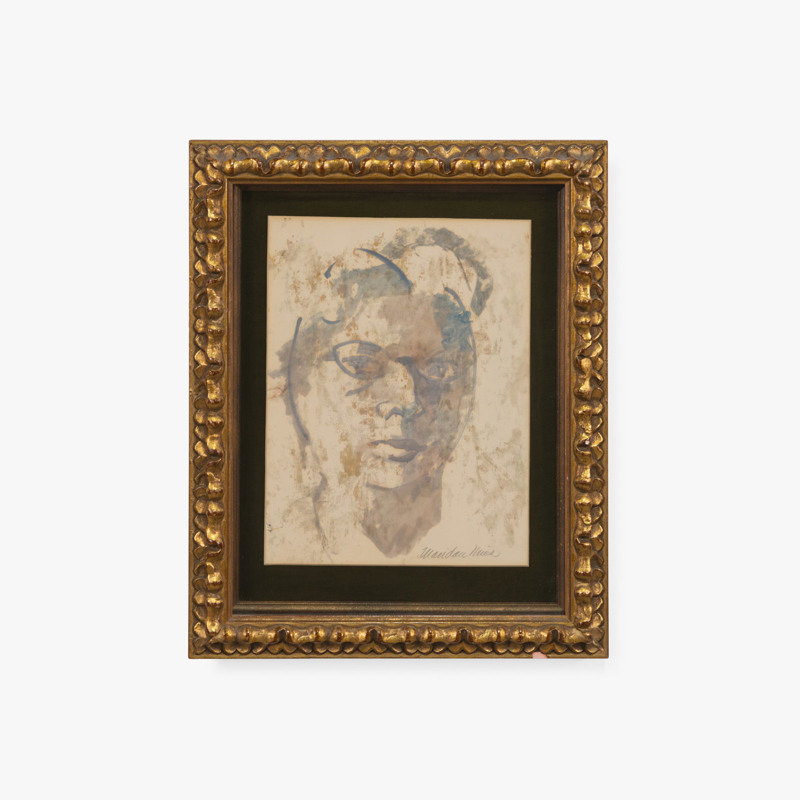 Watercolor Portrait: A vintage watercolor portrait of a woman. Illegibly signed. Sight - 11 x 8.5. All measurements are in inches. Height x Width x Depth