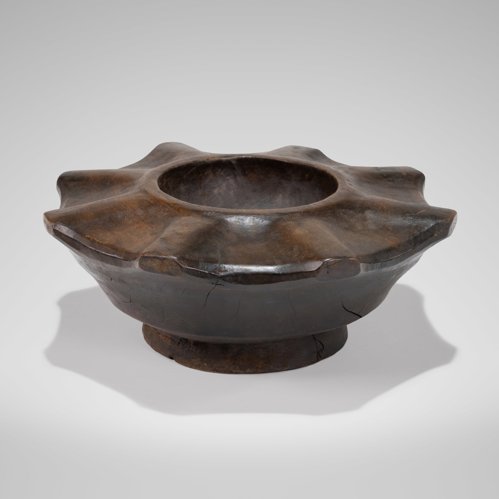 Ifugao Tribal Bowl: A large carved Ifugao tribal bowl. All measurements are in inches. Height x Width x Depth