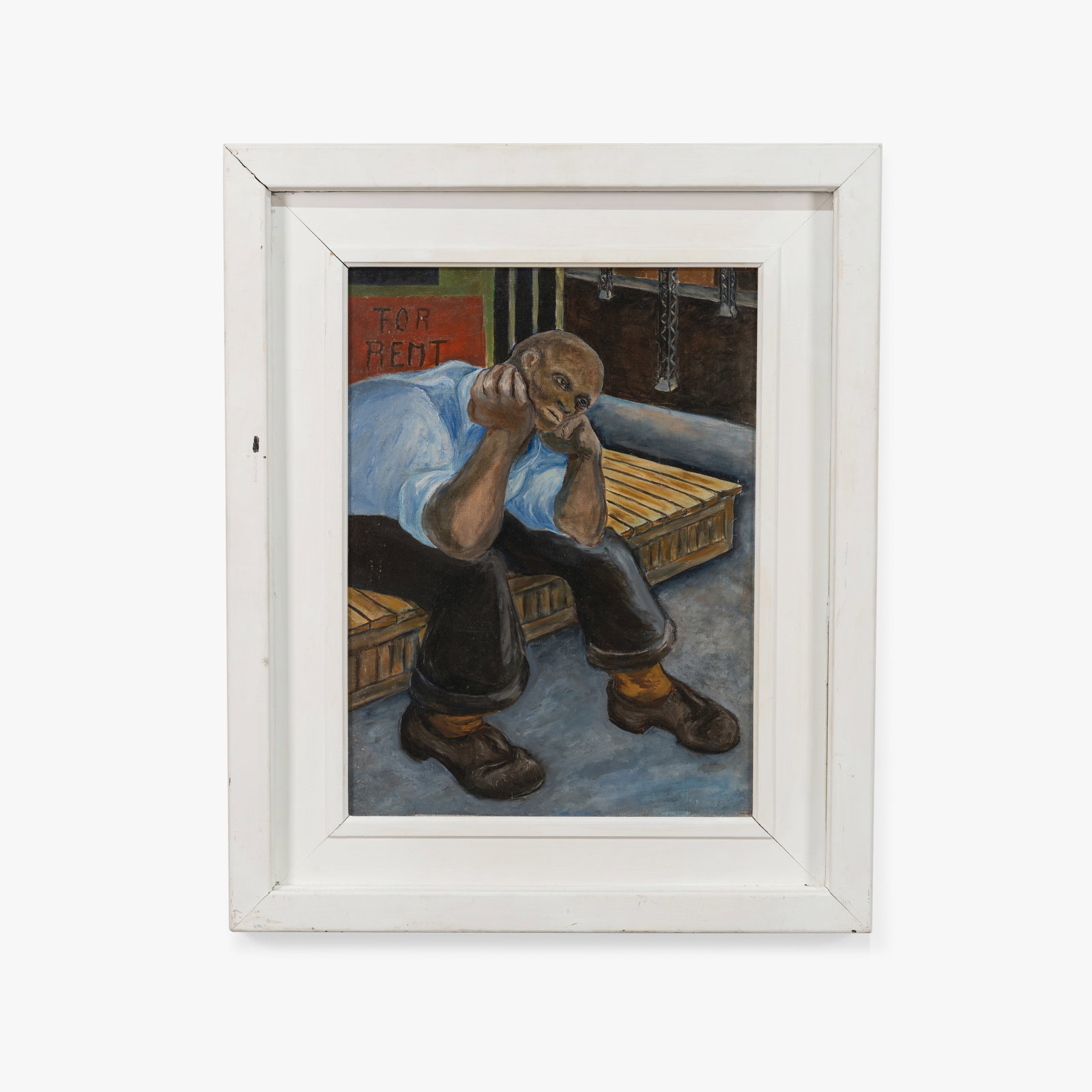 Frederick D. Jones (Attr.) - Oil on Canvas: An oil on canvas of a man on a bench. Signed verso 'Fred Jones'. Sight - 23.75 x 17.5 All measurements are in inches. Height x Width x Depth