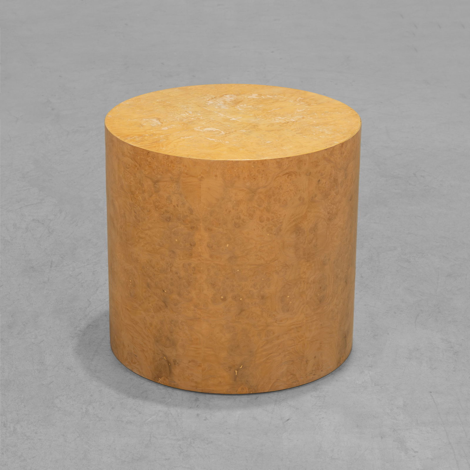 Paul Mayen - Cylinder Table: A vintage burl cylinder table by Paul Mayen. All measurements are in inches. Height x Width x Depth