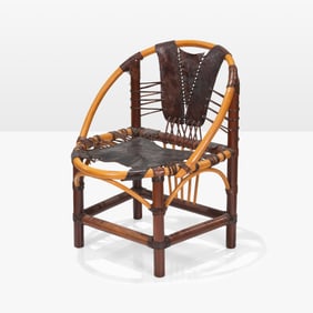 Rattan & Leather Chair
