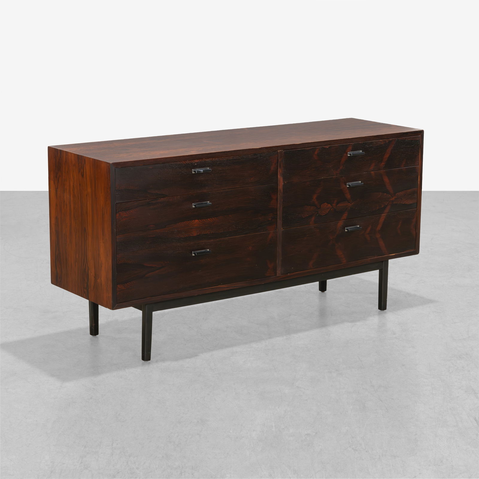 Jack Cartwright - Credenza: A rosewood six drawer credenza by Jack Cartwright. All measurements are in inches. Height x Width x Depth