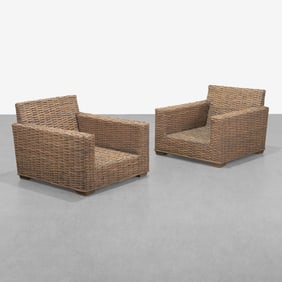 Oversized Rattan Club Chairs