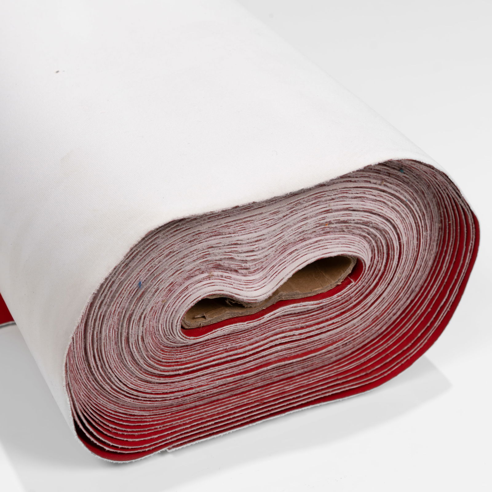 Knoll - Majorca - Lipstick - Upholstery Fabric: A partial roll of Majorca 'Lipstick Vinyl' upholstery fabric by Knoll. Approximately 31 yards of fabric. All measurements are in inches. Height x Width x Depth