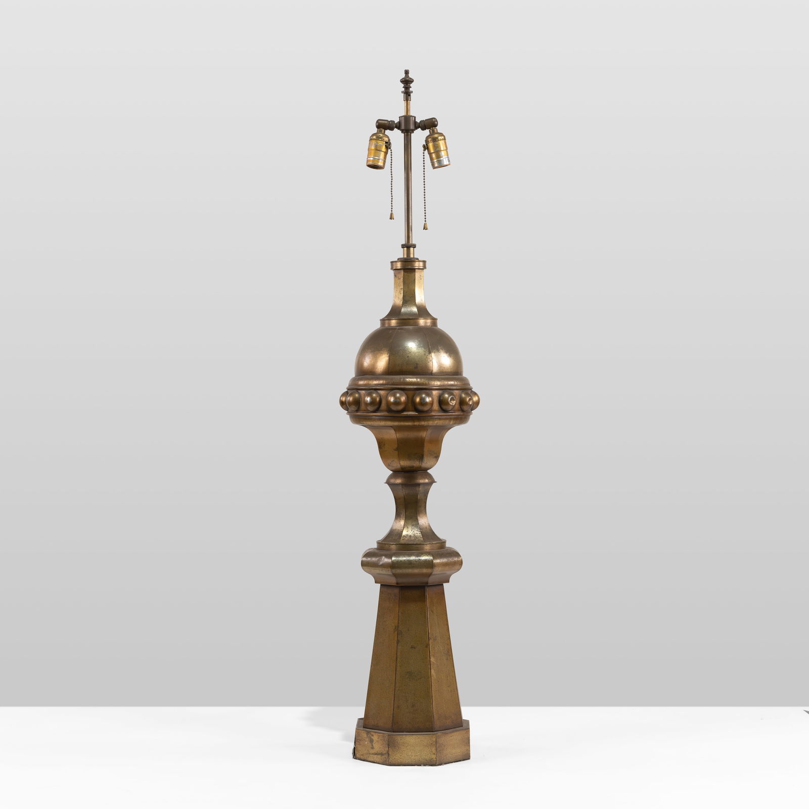 Marbro Table Lamp: Marbro Lamp Company tin repousse table lamp.