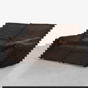 Antonio Citterio - Loveseat: A two part 'Baia' loveseat by Antonio Citterio for B&B Italia. All measurements are in inches. Height x Width x Depth
