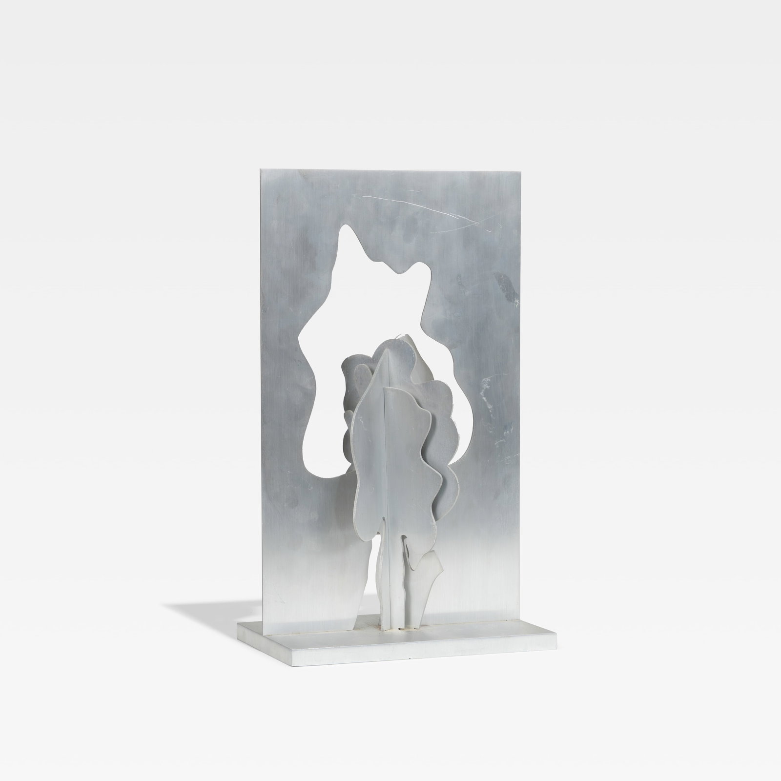 Abstract Aluminum Sculpture: An abstract aluminum sculpture. Unsigned. All measurements are in inches. Height x Width x Depth