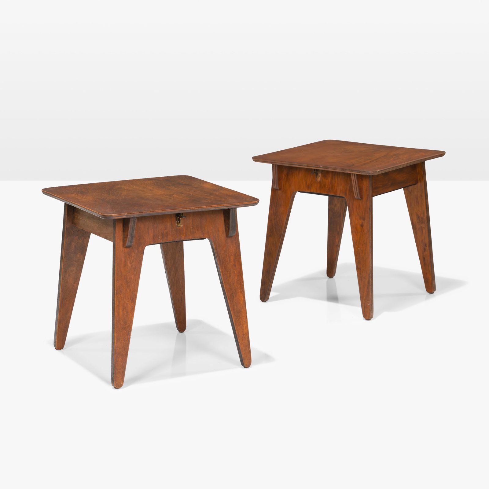 Constructivist End Tables: A pair of constructivist end tables with flip up tops. All measurements are in inches. Height x Width x Depth