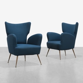 Italian Wingback Lounge Chairs