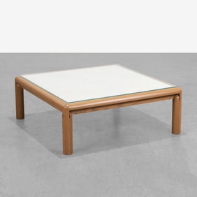 Custom Oak & Parchment Coffee Table