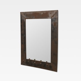 Industrial Steel Coat Rack Mirror