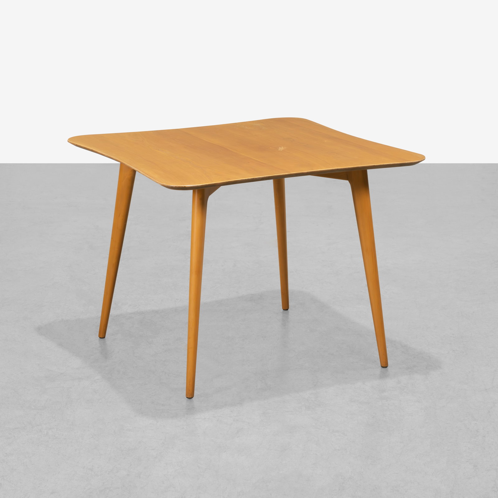 Swedish Game Table: A Swedish game table with freeform top. Unmarked. All measurements are in inches. Height x Width x Depth