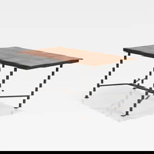 French Shagreen Coffee Table: A French iron and shagreen coffee table. All measurements are in inches. Height x Width x Depth