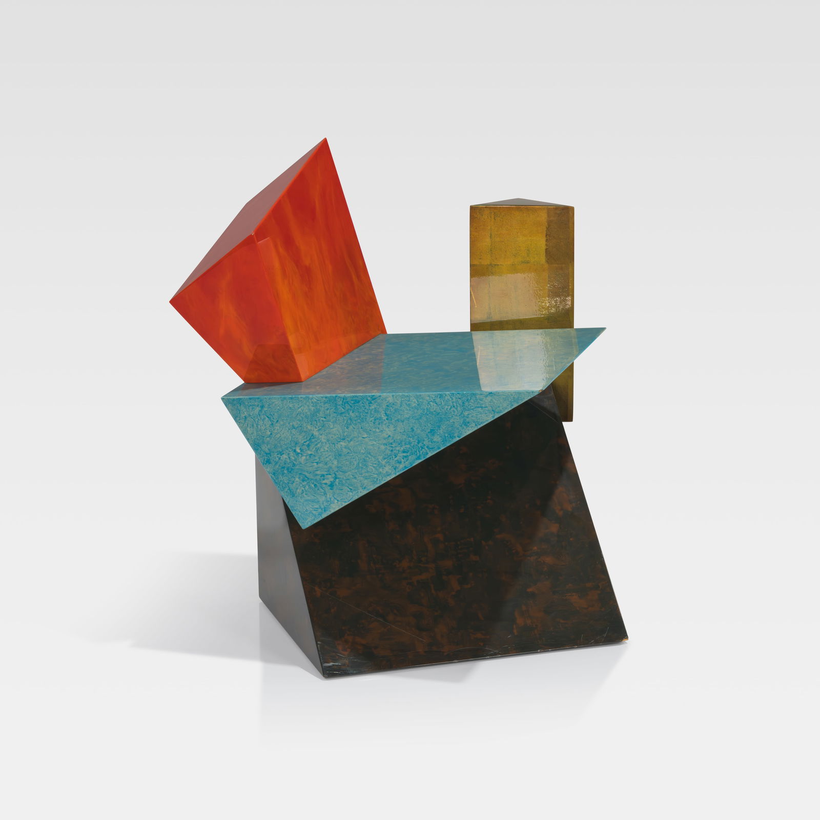 Fred Baier - Prism Chair: A vintage 'Prism' chair by Fred Baier. Constructed of different colored and lacquered MDF, circa 1989. All measurements are Height x Width x Depth. September 26th Fire On September 26, a minor printer