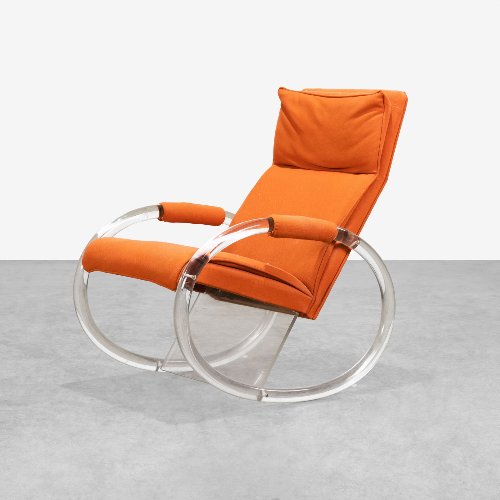 Charles Hollis Jones - Rocking Chair: A vintage bent lucite rocking chair by Charles Hollis Jones. All measurements are Height x Width x Depth.