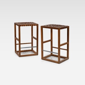 Oak & Leather Stools