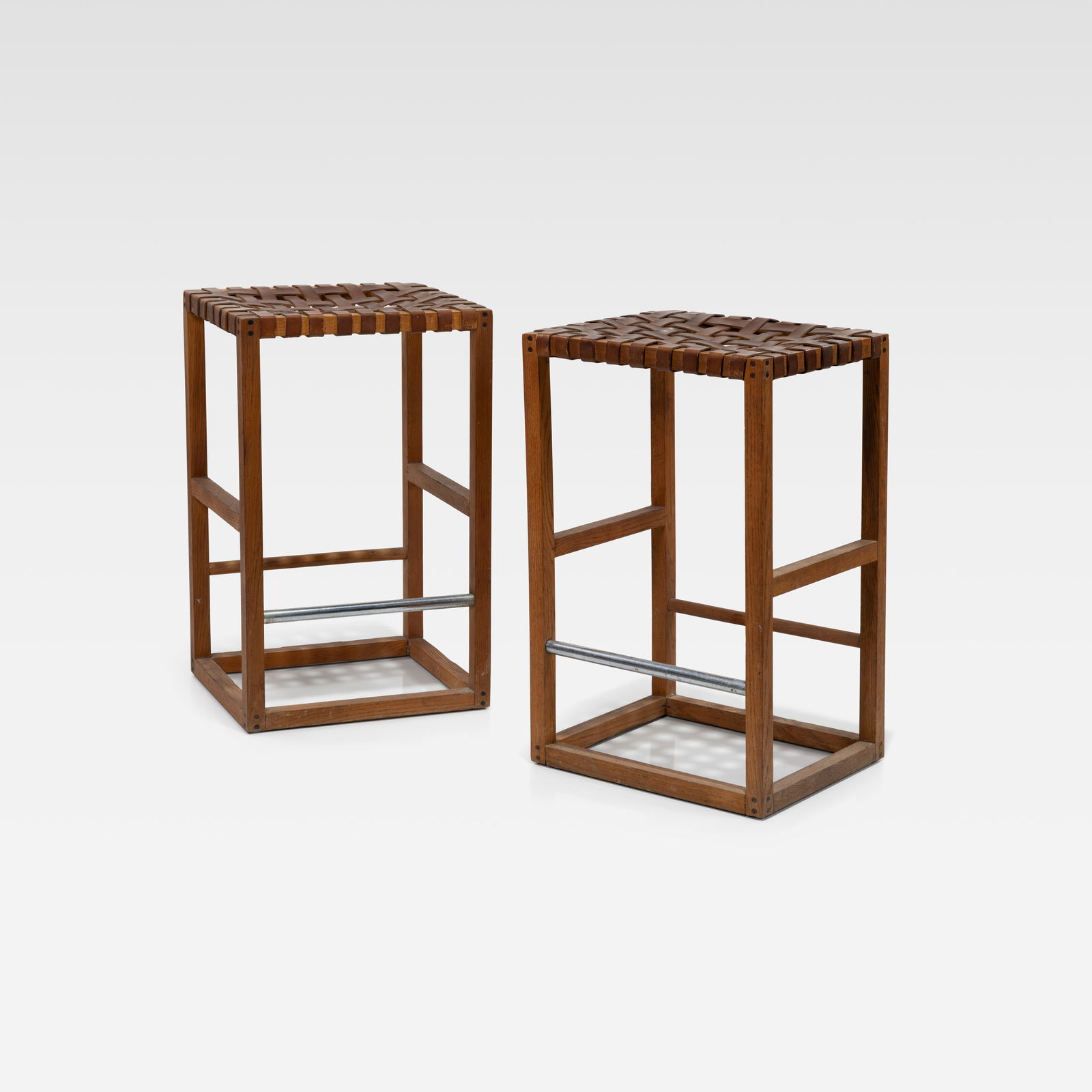 Oak & Leather Stools (1 of 6)