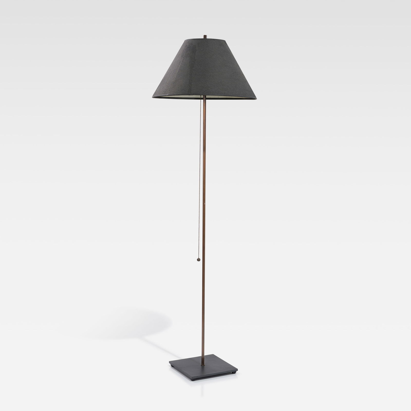 George Kovacs - Floor Lamp: A George Kovacs floor lamp with a slate base. Label on bottom. Dimensions include shade. All measurements are Height x Width x Depth.