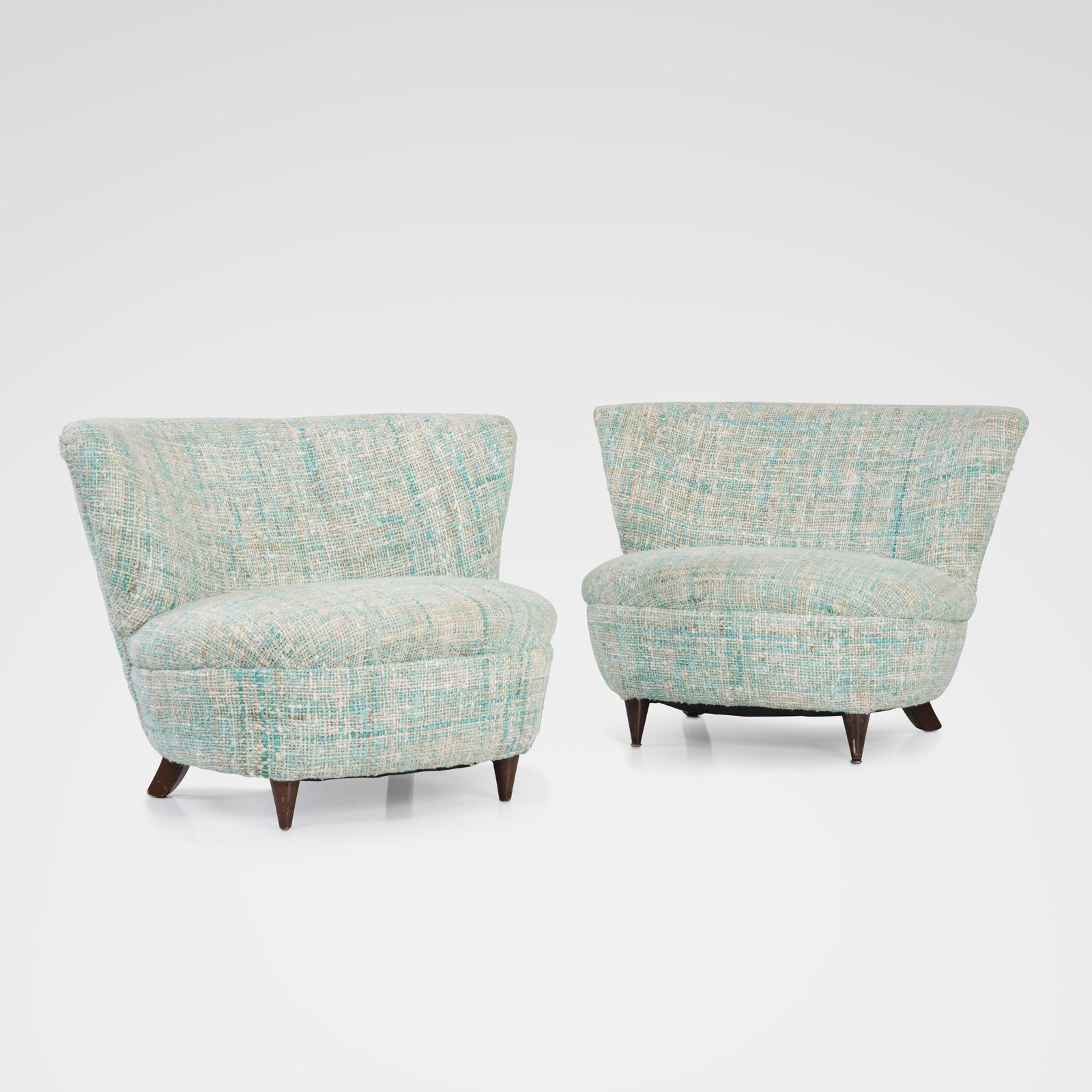 Gilbert Rohde - Slipper Chairs: A pair of vintage slipper chairs by Gilbert Rohde. All measurements are in inches. Height x Width x Depth