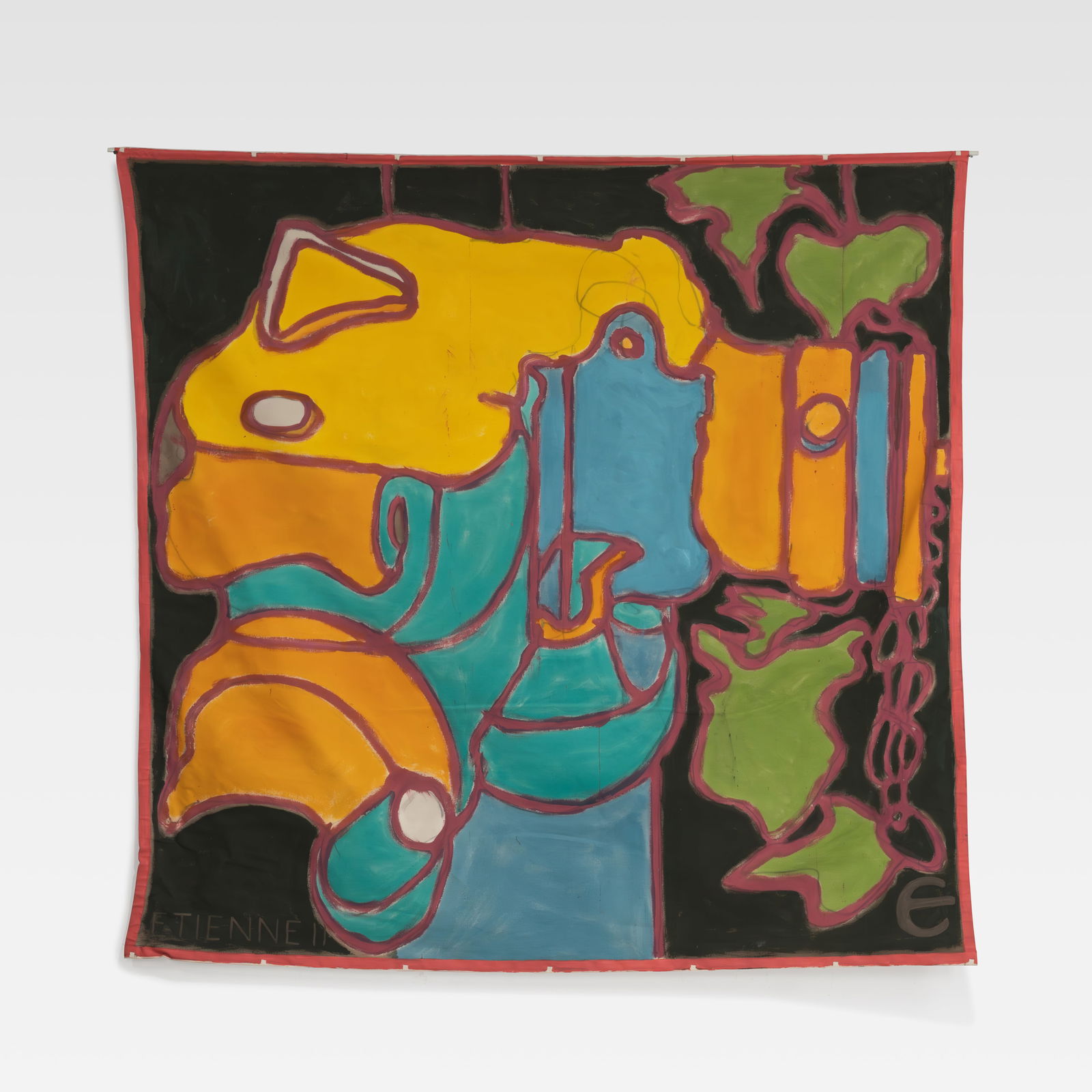 Errol Herbert Russel Etienne - Painting: A large acrylic painting on unframed canvas by artist Errol Herbert Russel Etienne. Signed. All measurements are in inches. Height x Width x Depth