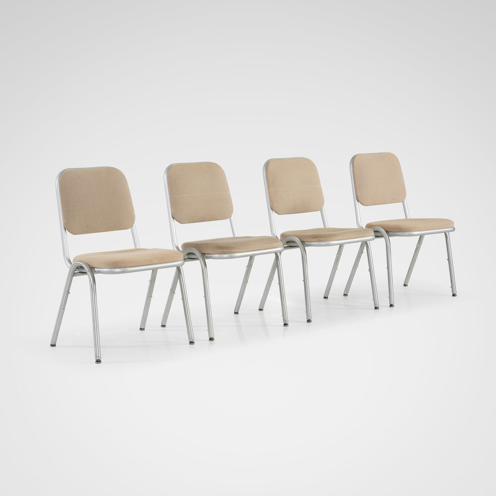 Warren McArthur - Dining Chairs: A set of four aluminum 'Princeton' dining chairs by Warren McArthur. All measurements are in inches. Height x Width x Depth