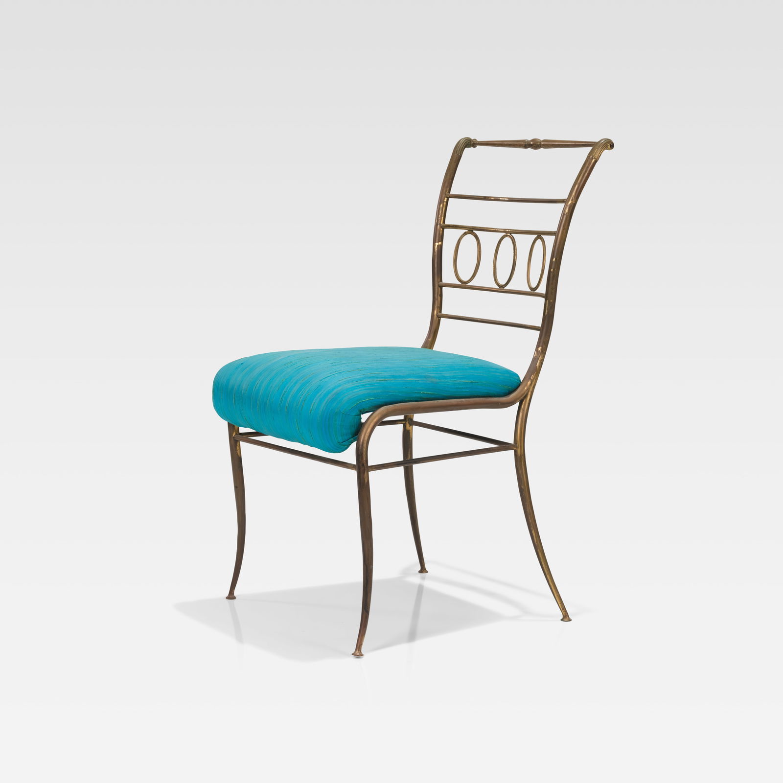 Italian Brass Chair: A vintage Italian brass chair. All measurements are in inches. Height x Width x Depth