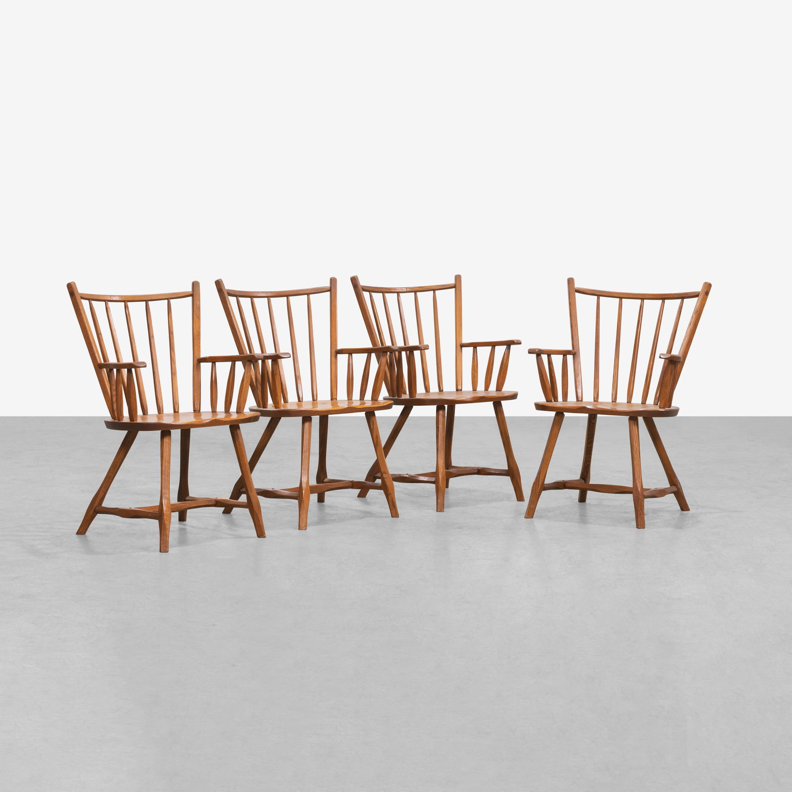 Hunt - Chairs: A set of four Hunt arm chairs. All measurements are in inches. Height x Width x Depth