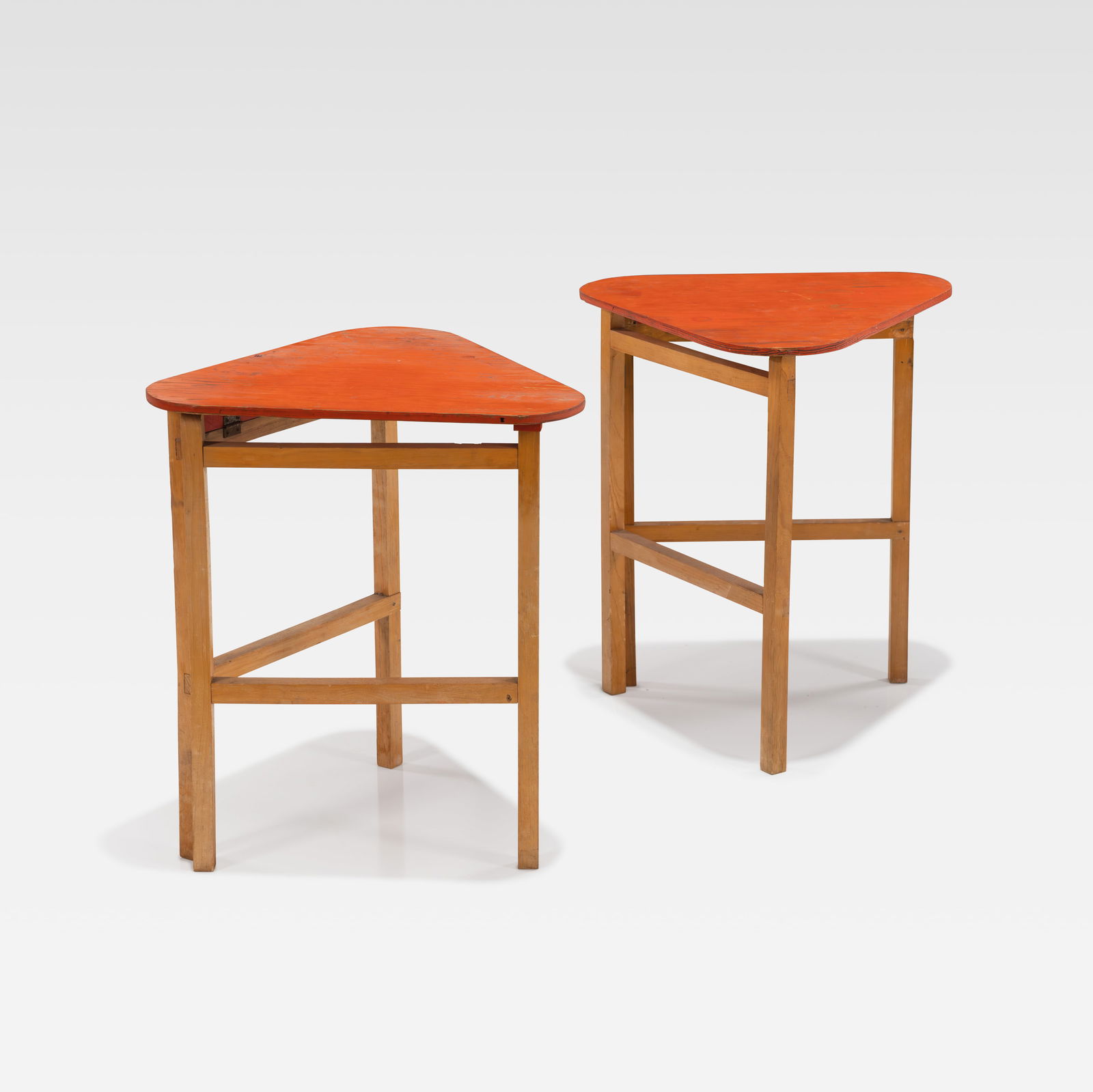 Molly Gregory (Attr.) - Occasional Tables: A pair of collapsible constructivist style gate leg occasional tables attributed to Molly Gregory. All measurements are in inches. Height x Width x Depth