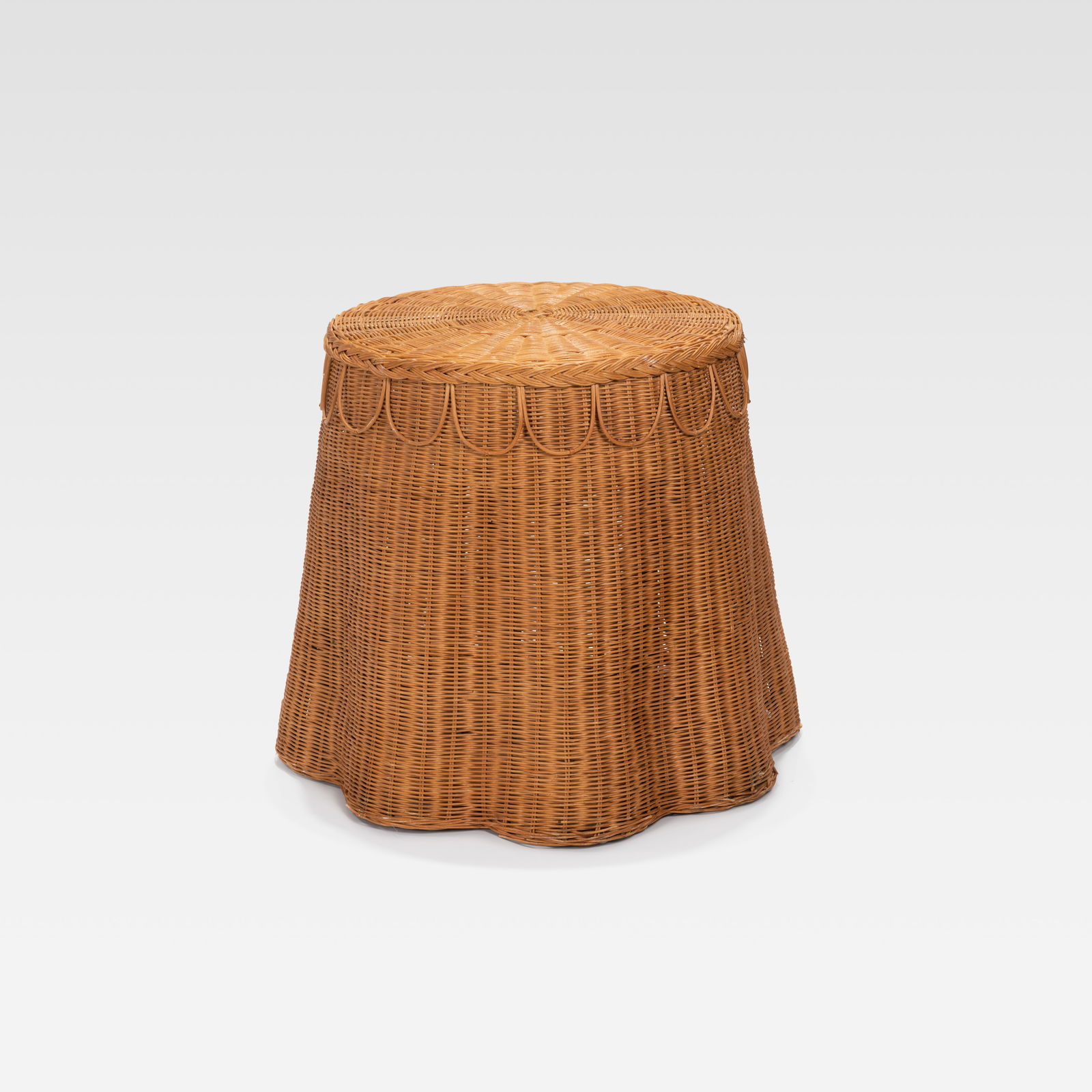 Trompe L'oeil Wicker Table: A trompe l'oeil style draped wicker table. All measurements are in inches. Height x Width x Depth