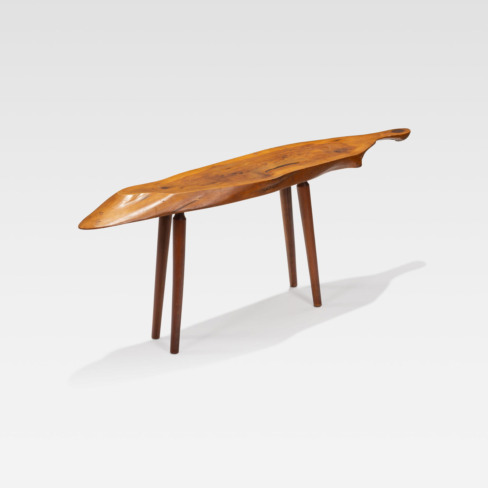 Roy Sheldon - Studio Table: A studio made table by Roy Sheldon, signed 'Marlboro, Vermont, 1963' underneath. All measurements are in inches. Height x Width x Depth
