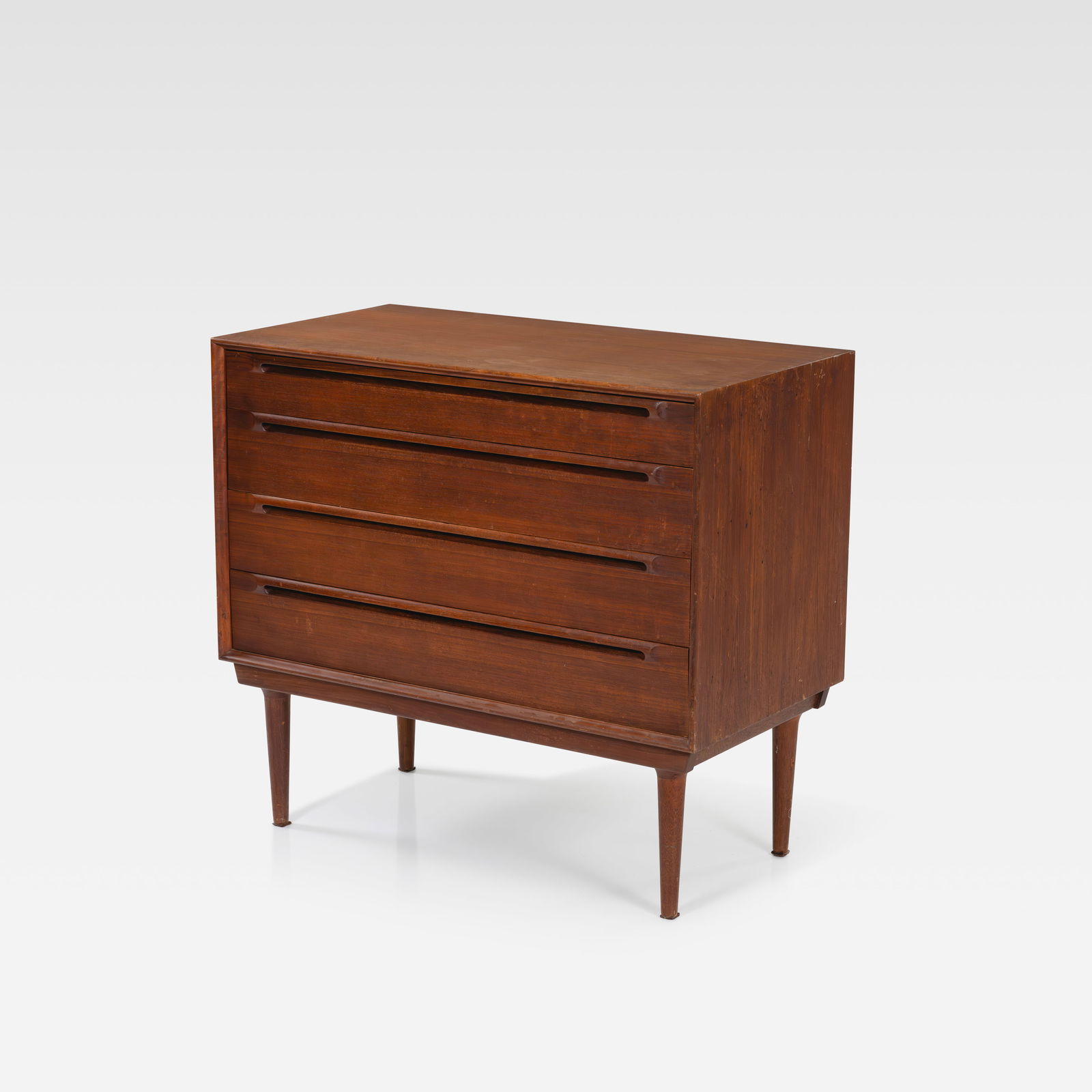 Sven Ellekaer - Chest: A vintage teak chest of drawers by Sven Ellekaer. All measurements are in inches. Height x Width x Depth