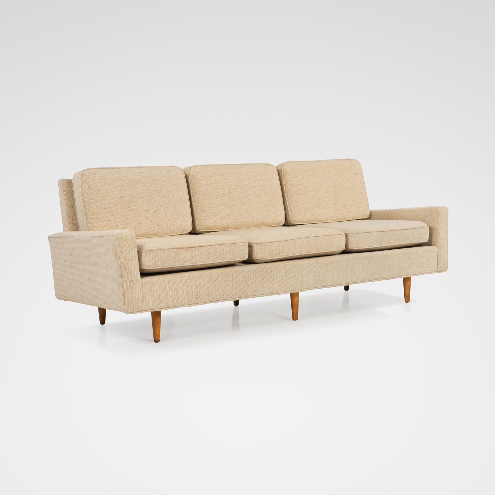 Florence Knoll - Sofa: A Model 26 three seat sofa by Florence Knoll. All measurements are in inches. Height x Width x Depth
