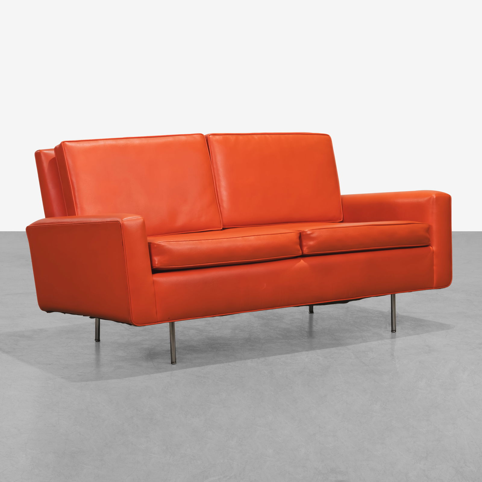 Florence Knoll - Loveseat: A vintage loveseat by Florence Knoll. All measurements are in inches. Height x Width x Depth